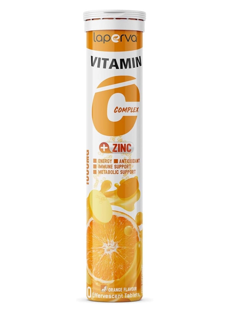 Laperva Vitamin C Complex Plus Zinc Immune System Booster with High Potency Vitamin C-20 Effervescent Tablets Orange Flavor - Image 1